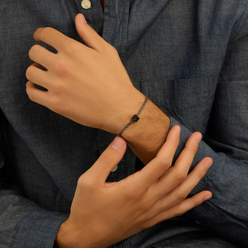 Bead Essential Code Acciaio Nero Cristallo - Beads Uomo | Stroili