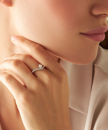 Anello Fantasia Silver Pearls Argento Rodiato Perla sintetica Cubic Zirconia