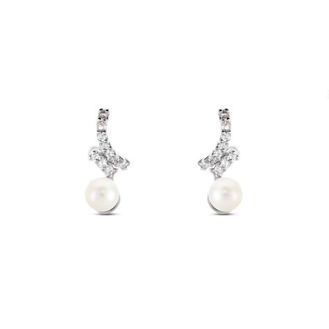Orecchini Lobo Silver Pearls Argento Rodiato Perla sintentica Cubic Zirconia - Orecchini a Lobo Donna | Stroili