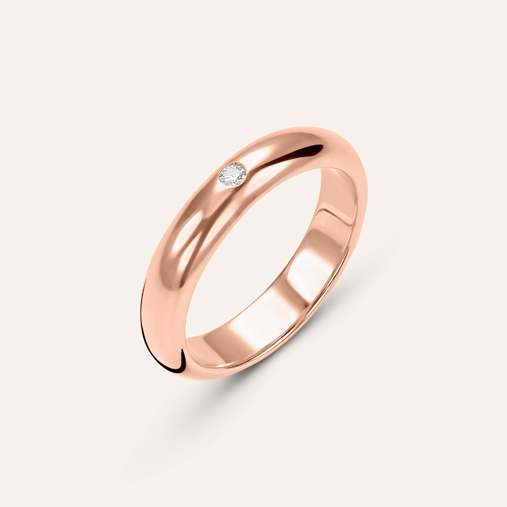Fede Classica Leggera 4 mm Oro Rosa Diamante