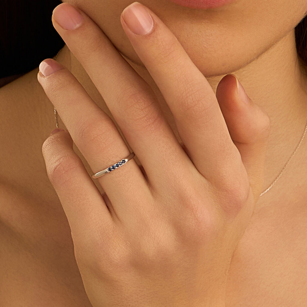 Anello Fedina Charlotte Oro Bianco Zaffiro