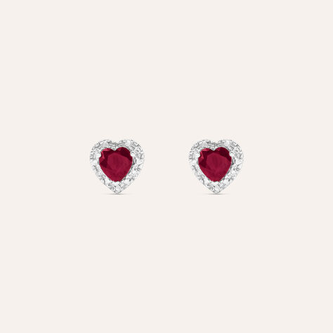 Orecchini Lobo Charlotte Oro Bianco Rubino Diamante - Orecchini a Lobo Donna | Stroili