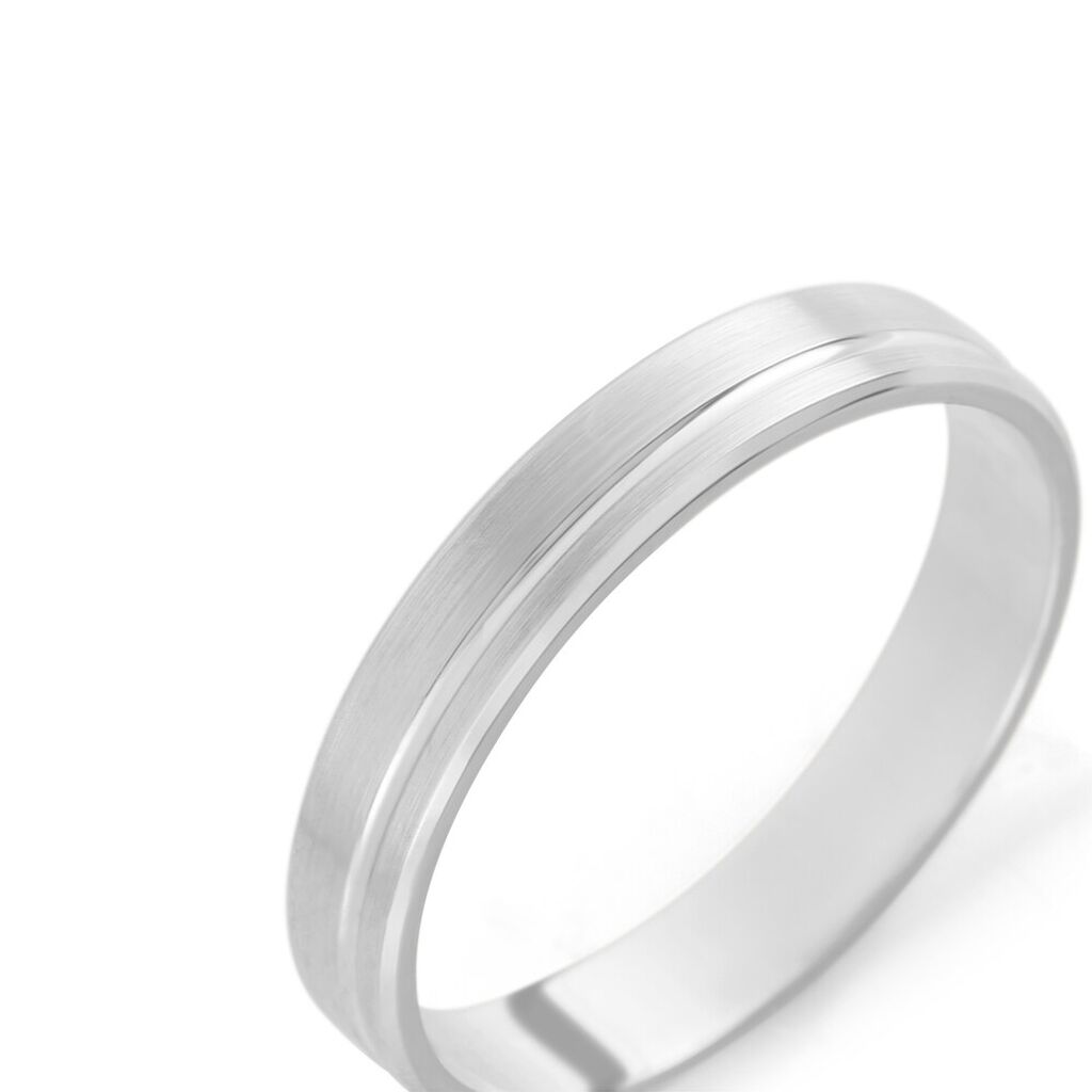Fede Classica Satinata 4 mm Oro Bianco - Anelli con Incisione Uomo | Stroili