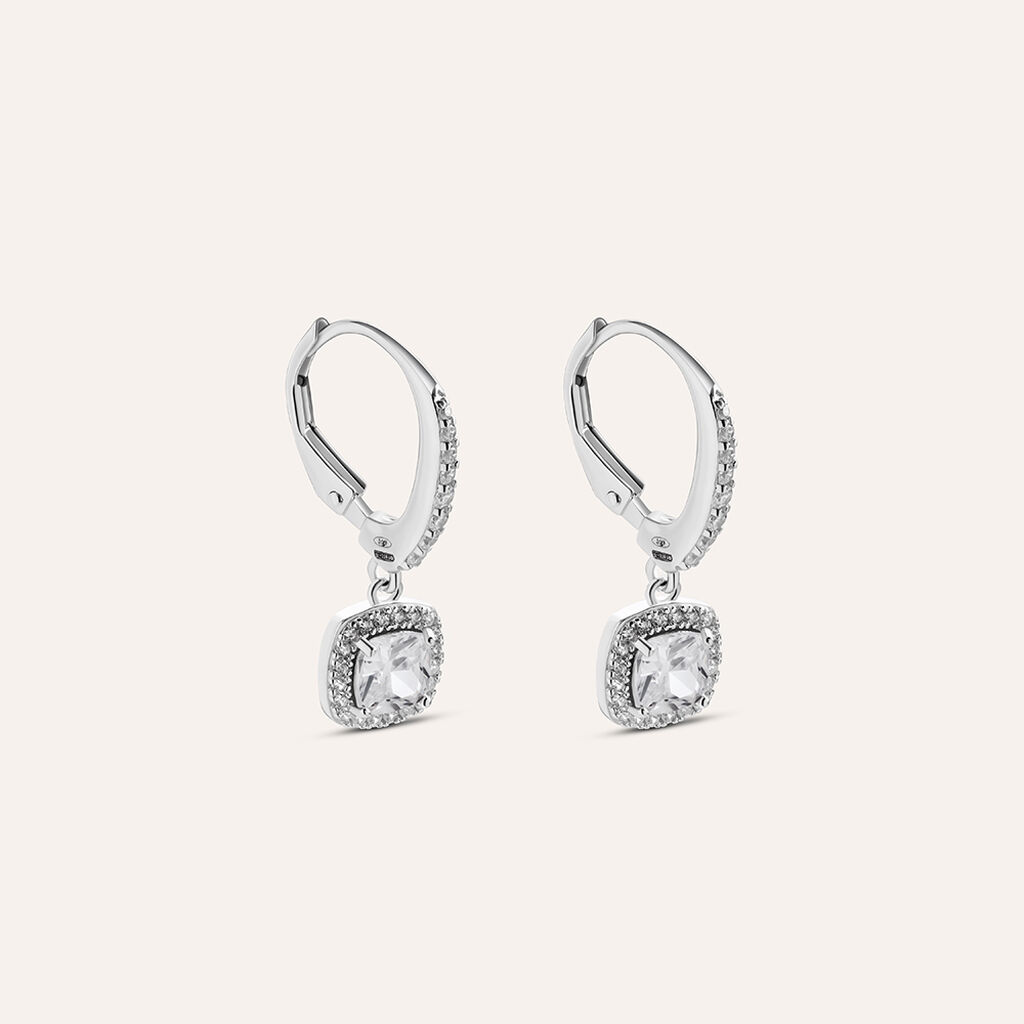 SilberDream Orecchini A Lobo Donna Argento 925 Con Zirconi Bianchi | A Forma Di Fiore | Gioiello Fatto A Mano In Germania, SDO508W