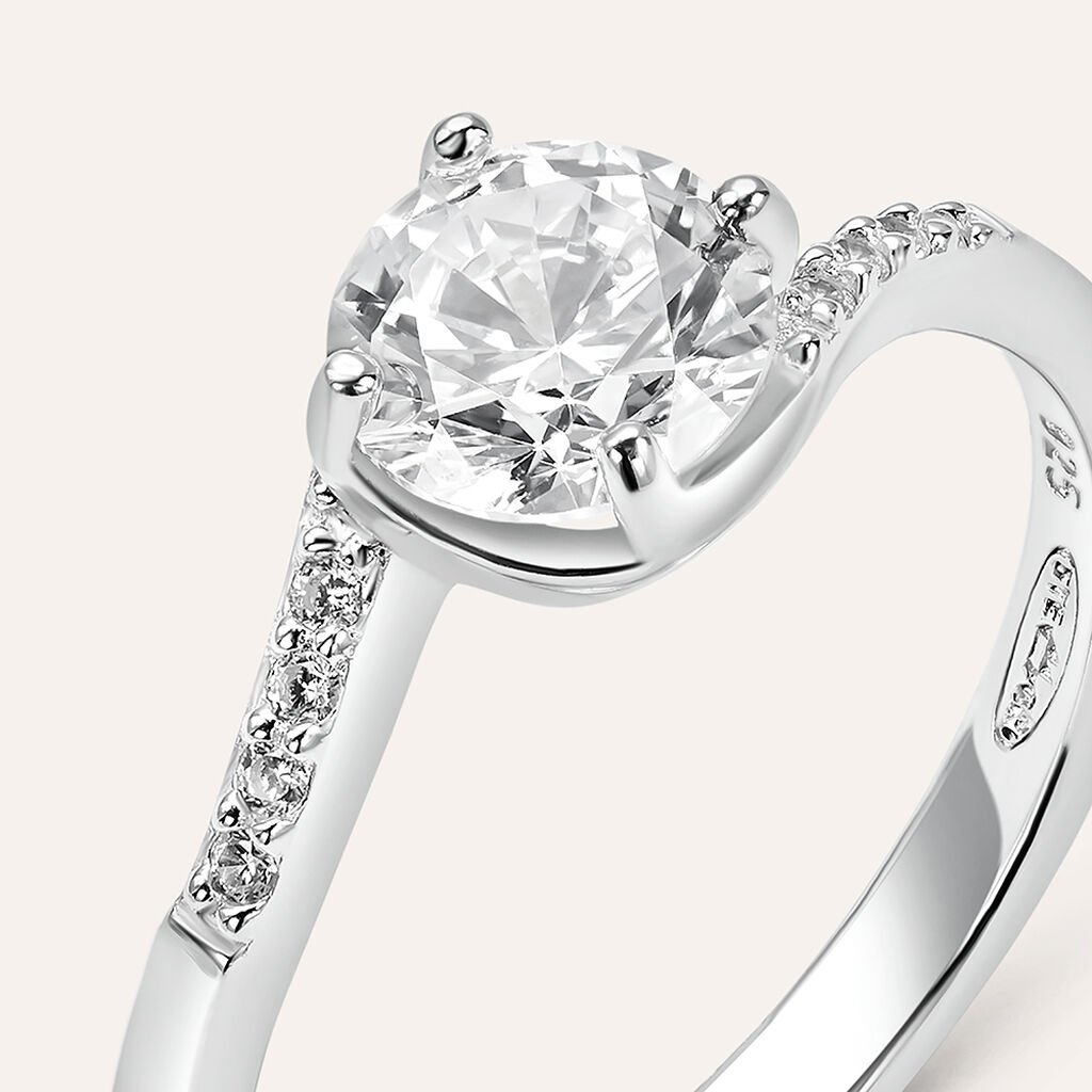 Anello Solitario Silver Elegance Argento Rodiato Cubic Zirconia - Anelli con Pietre Donna | Stroili