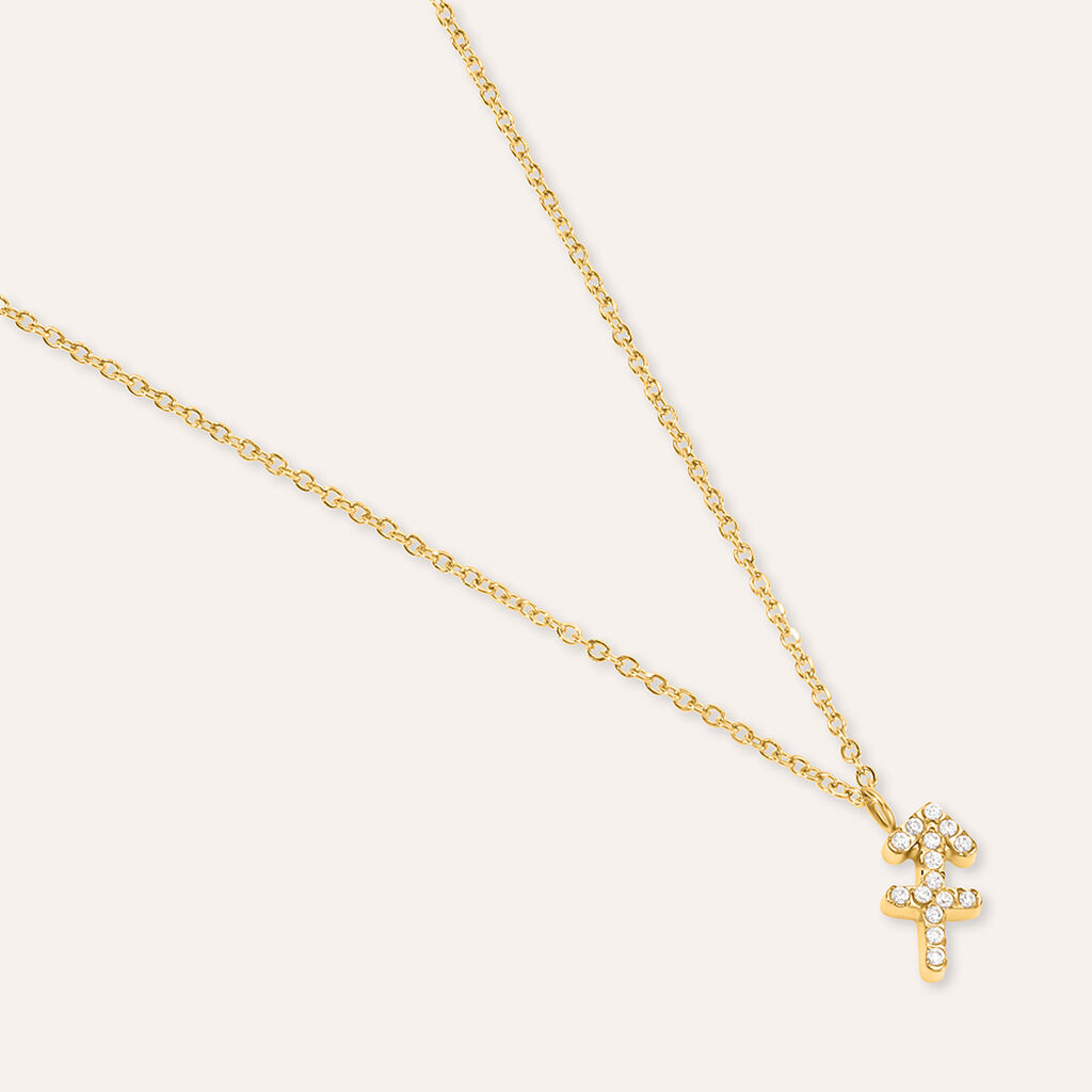 Collana Radiance Acciaio Dorato Cubic Zirconia