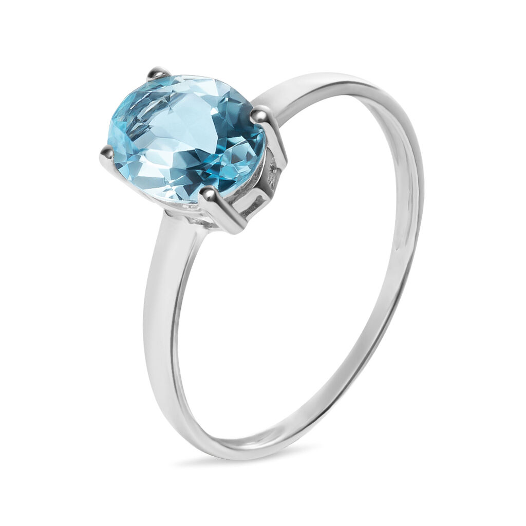 Anello Solitario Amélie Oro Bianco Topazio