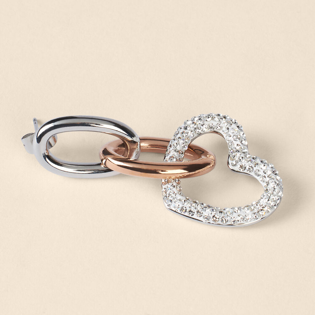 Orecchini Pendenti Aura Acciaio Bicolore Bianco / Rosa Cristallo