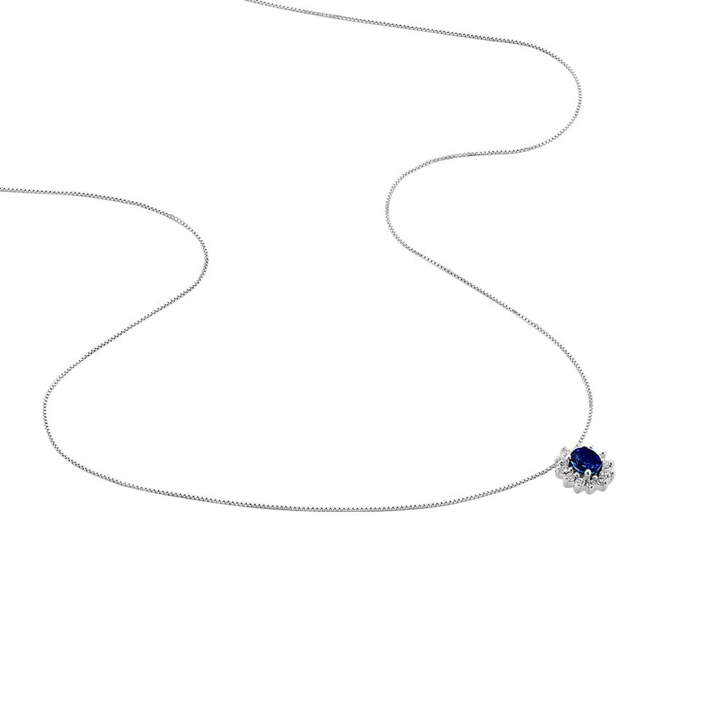 Collana Elizabeth Crown Oro Bianco Zaffiro Diamante - Collane Donna | Stroili