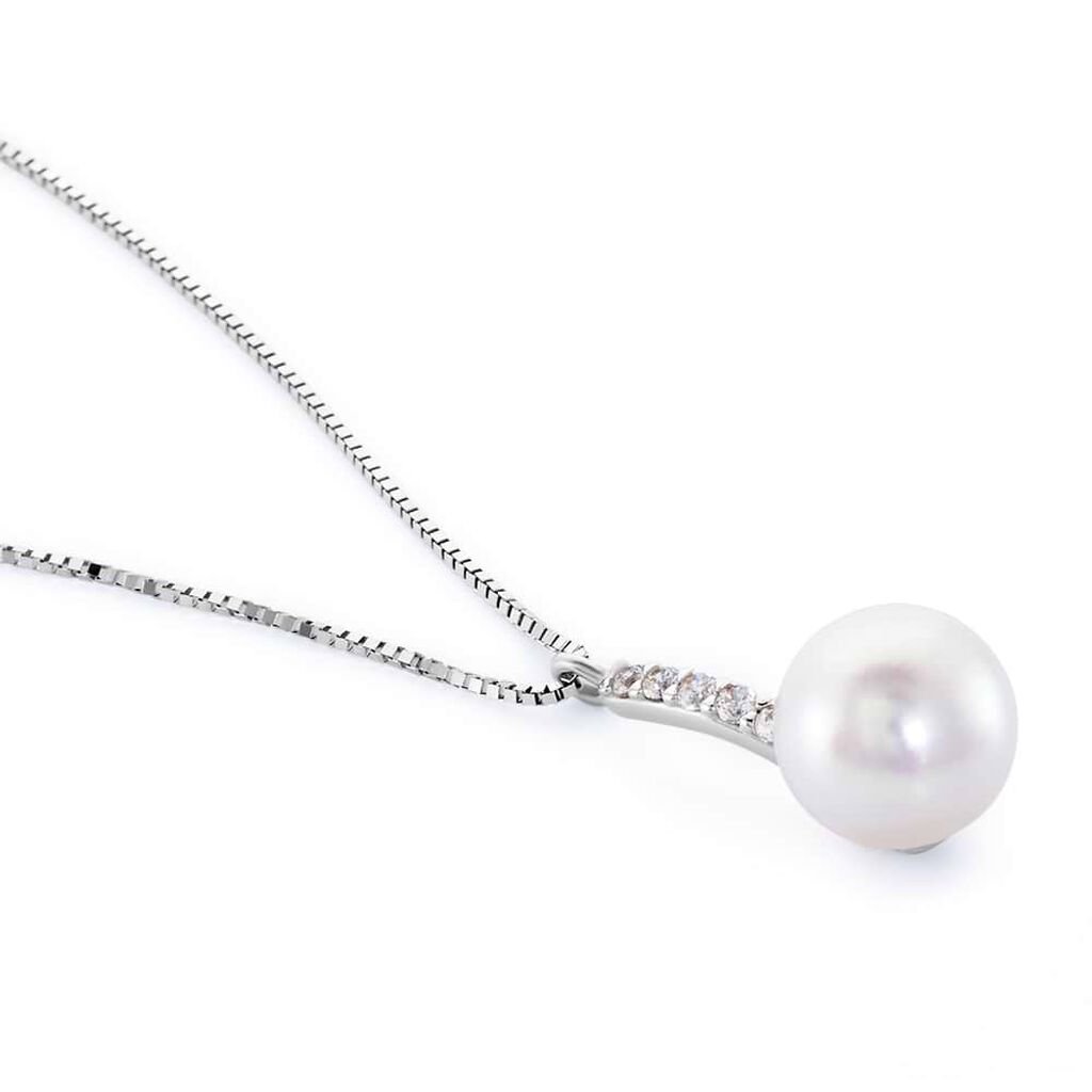 Collana Gabrielle Oro Bianco Perla D'Acqua Dolce Cubic Zirconia - Collane Donna | Stroili