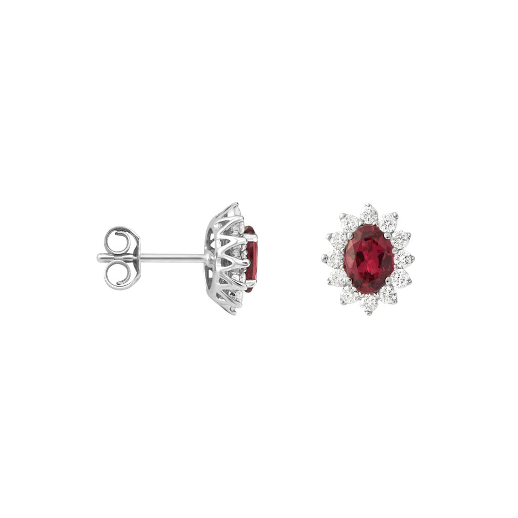 Orecchini Lobo Jasmine Oro Bianco Rodolite Diamante - Orecchini a Lobo Donna | Stroili