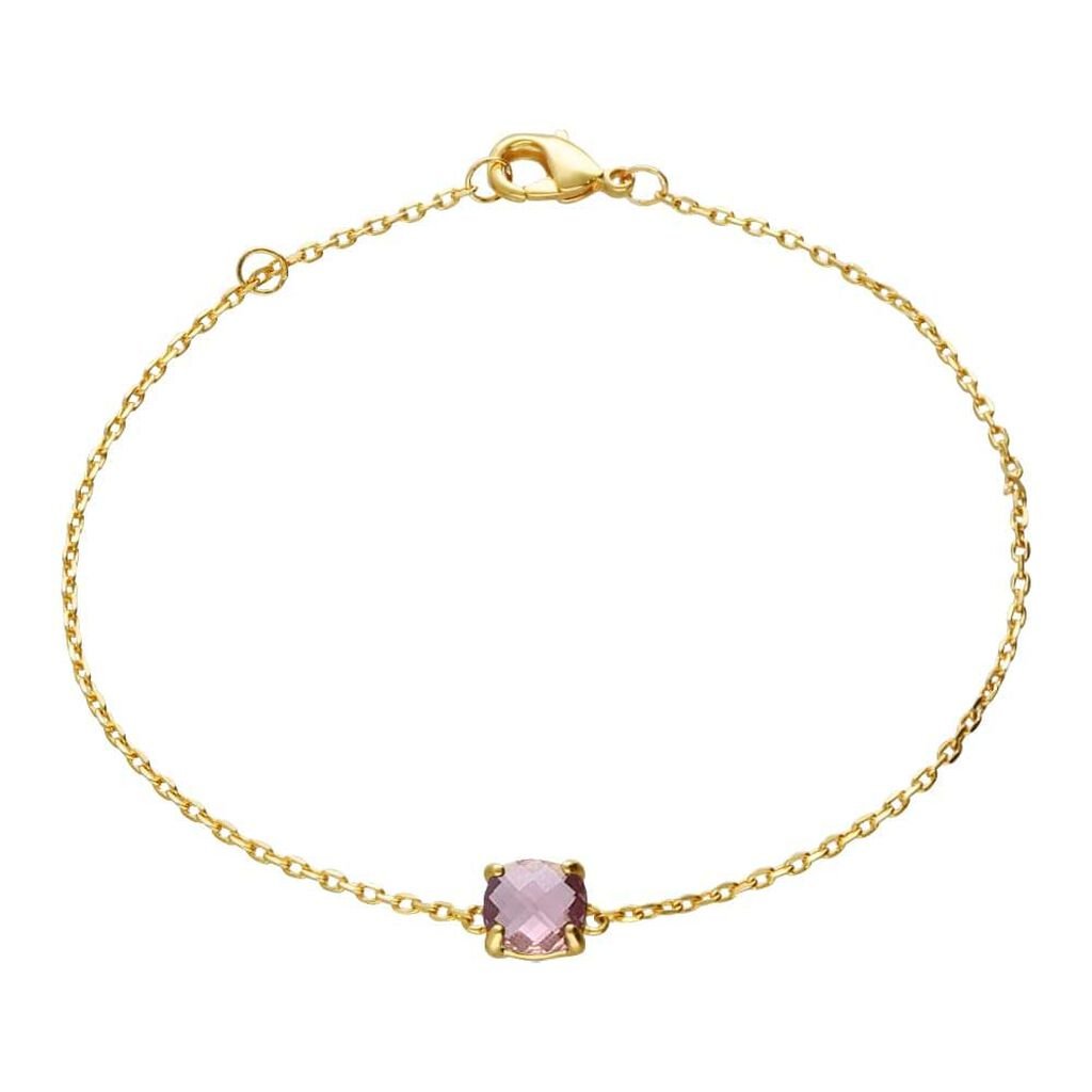 Bracciale placcato oro con pietra rosa