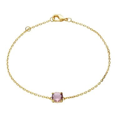 Bracciale placcato oro con pietra rosa