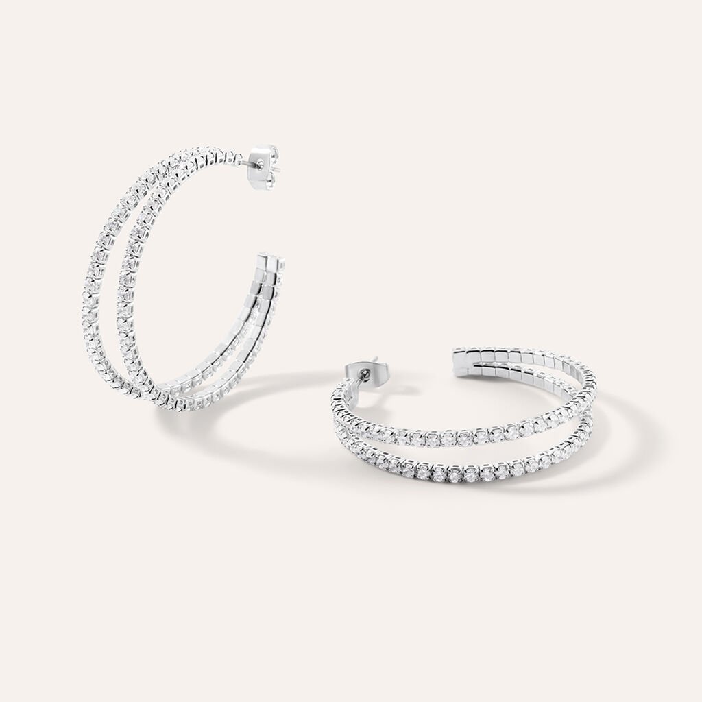 Orecchini A Cerchio Romantic Shine Metallo Cristallo