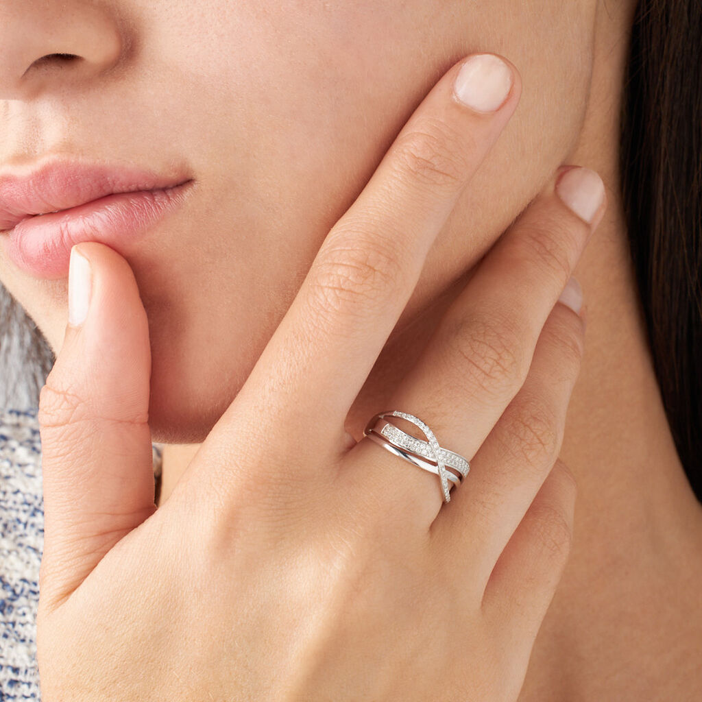 Anello Fascia Sophia Oro Bianco Diamante - Anelli a Fascia Larga Donna | Stroili