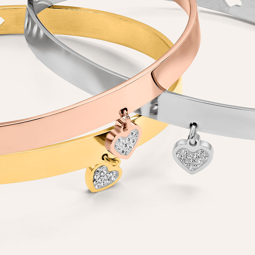 Bangle Lady Message Acciaio Rosa Cristallo - Bracciali Rigidi Donna | Stroili