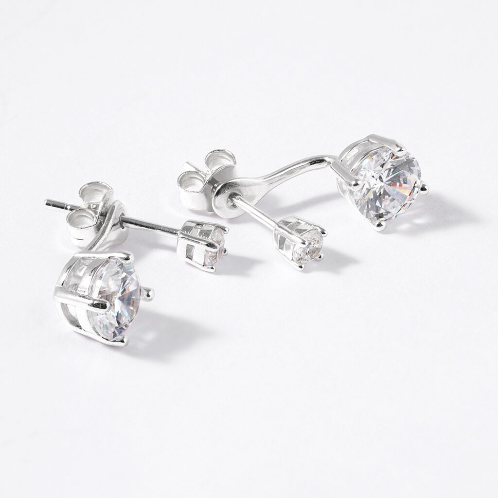 Orecchini Lobo Doppio Punto Luce Silver Elegance Argento Rodiato Cubic Zirconia - Orecchini a Lobo Donna | Stroili