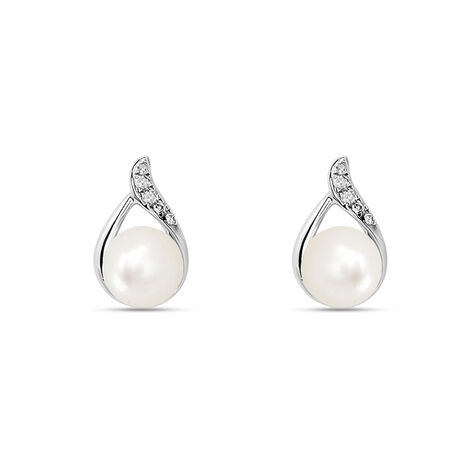 Orecchini Lobo Gabrielle Precious Oro Bianco Perla D'Acqua Dolce Diamante - Orecchini a Lobo Donna | Stroili