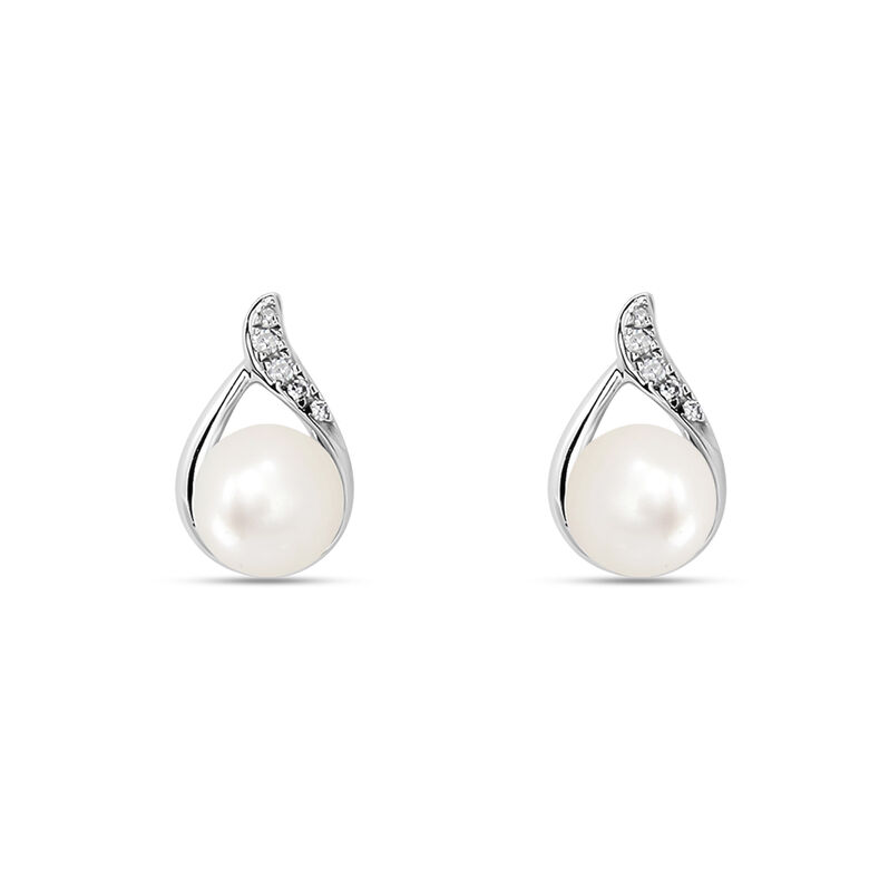 Orecchini Lobo Gabrielle Precious Oro Bianco Perla D'Acqua Dolce Diamante - Orecchini a Lobo Donna | Stroili