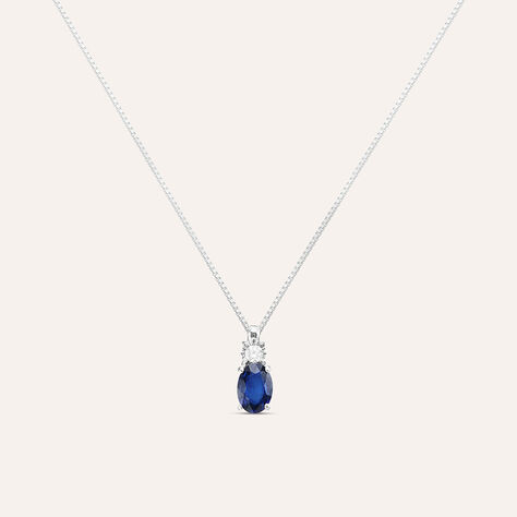 Collana Punto Luce Elizabeth Crown Oro Bianco Zaffiro Diamante - Collane Punto Luce Donna | Stroili