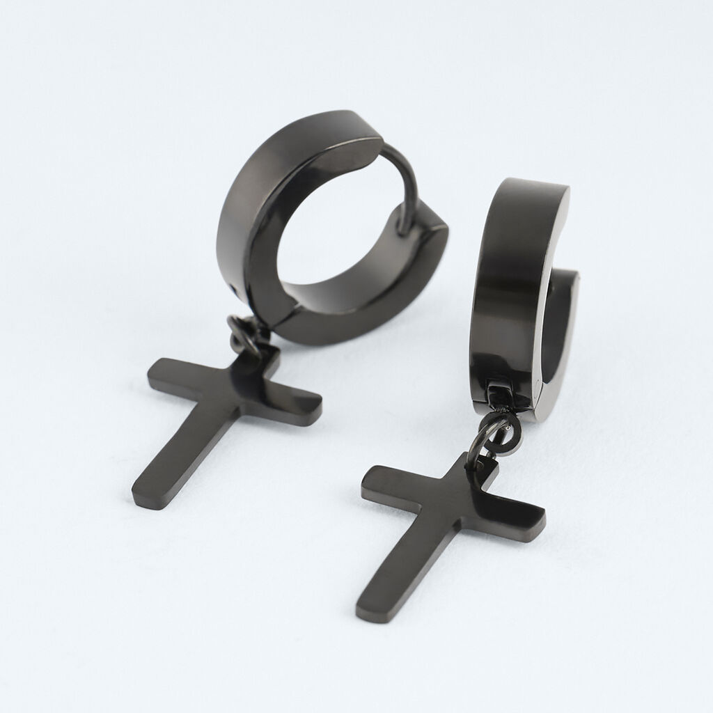 Orecchini A Cerchio Man Code Acciaio Nero