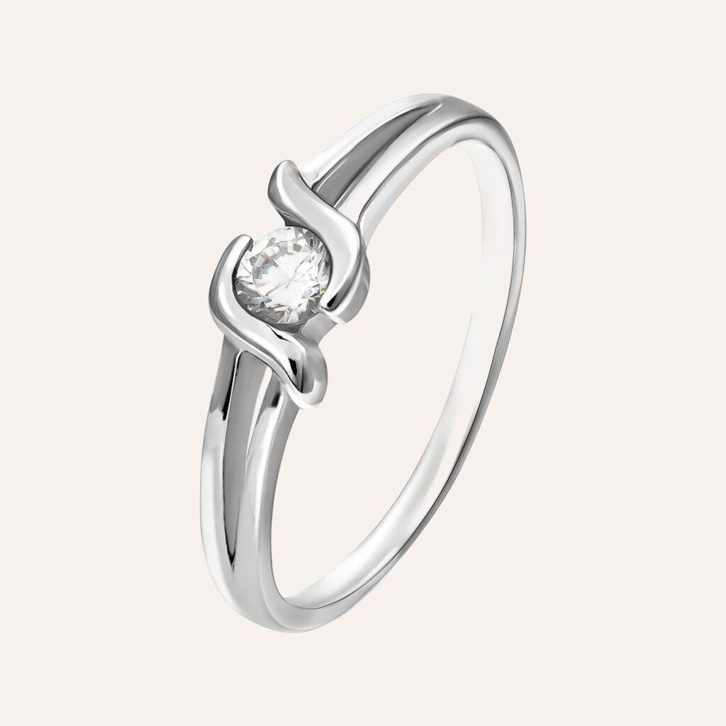 Anello Solitario Silver Elegance Argento Rodiato Cubic Zirconia