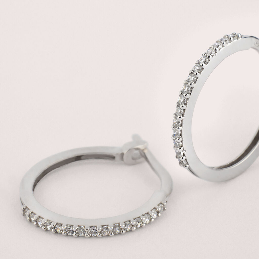 Orecchini A Cerchio Toujours Oro Bianco Cubic Zirconia - Orecchini a Cerchio Donna | Stroili