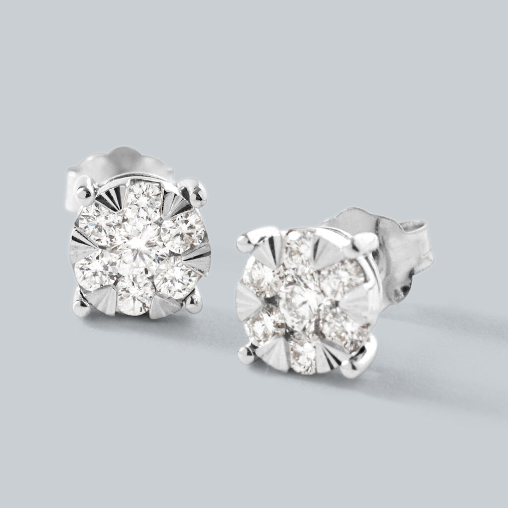Orecchini Lobo Punto Luce Petali Oro Bianco Diamante - Orecchini a Lobo Donna | Stroili