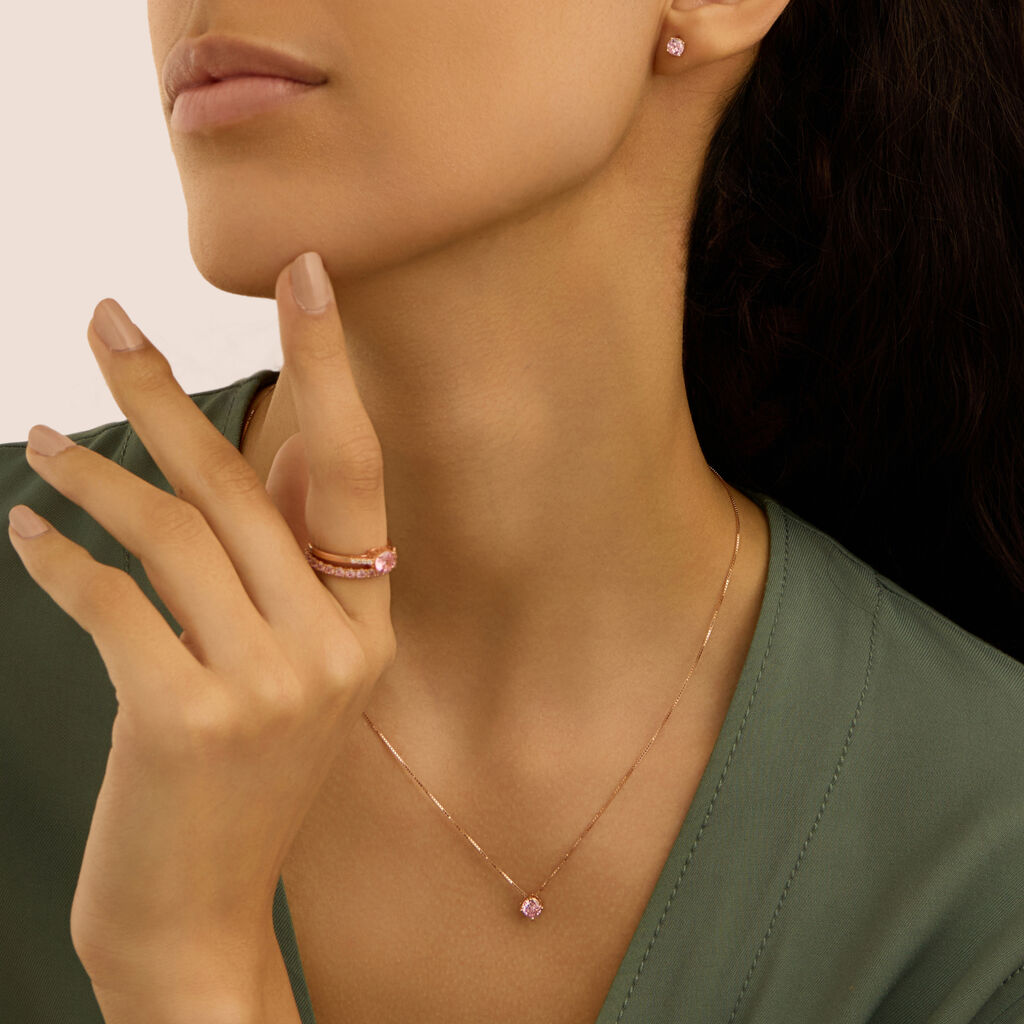 Orecchini Lobo Punto Luce Silver Rainbow Argento Rosa Cubic Zirconia