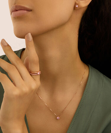 Orecchini Lobo Punto Luce Silver Rainbow Argento Rosa Cubic Zirconia