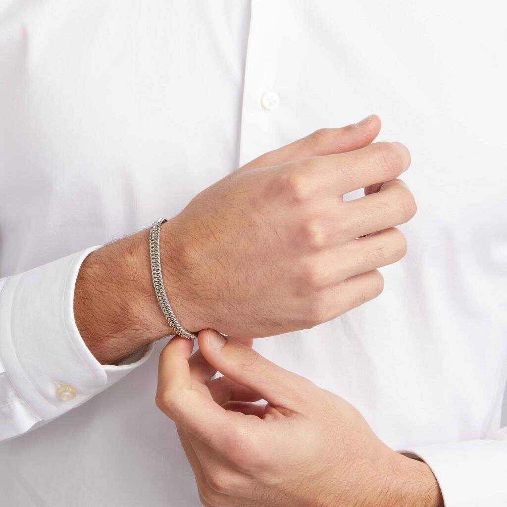 Bracciale Catena Gentleman Argento Rodiato - Bracciali Uomo | Stroili