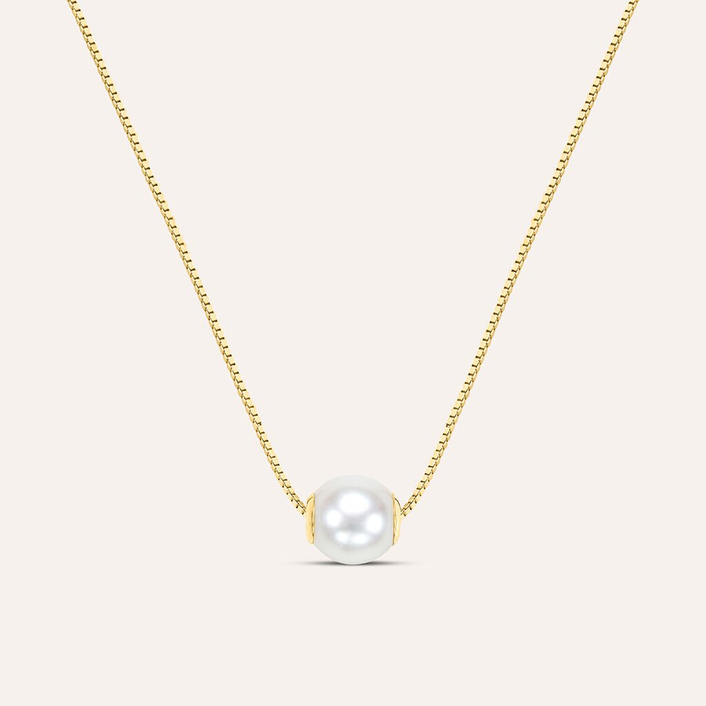 Collana Gabrielle Oro Giallo Perla D'Acqua Dolce