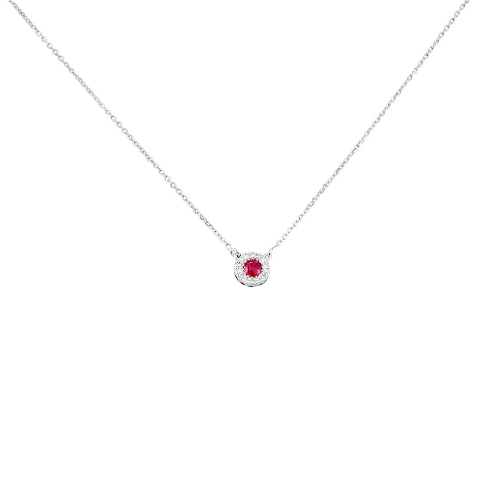 Collana Punto Luce Elizabeth Crown Oro Bianco Rubino Diamante