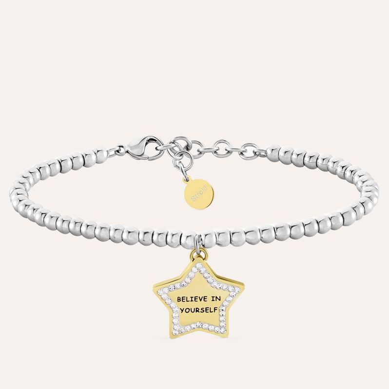 Bracciale Sunrise Acciaio Bicolore Giallo / Bianco Cristallo - Bracciali Donna | Stroili