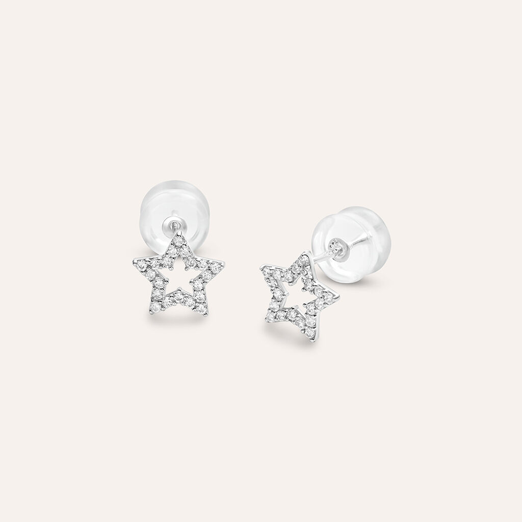 Orecchini Lobo Bon Ton Oro Bianco Cubic Zirconia - Orecchini a Lobo Donna | Stroili