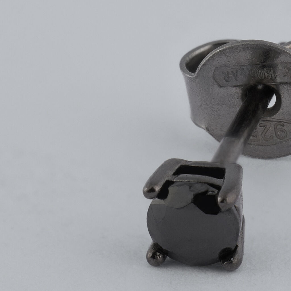 Mono Orecchino Lobo Punto Luce Gentleman Argento Nero Cubic Zirconia