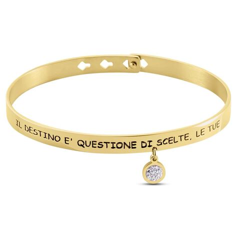 Bangle Lady Message Acciaio Dorato Cristallo - Bracciali Rigidi Donna | Stroili