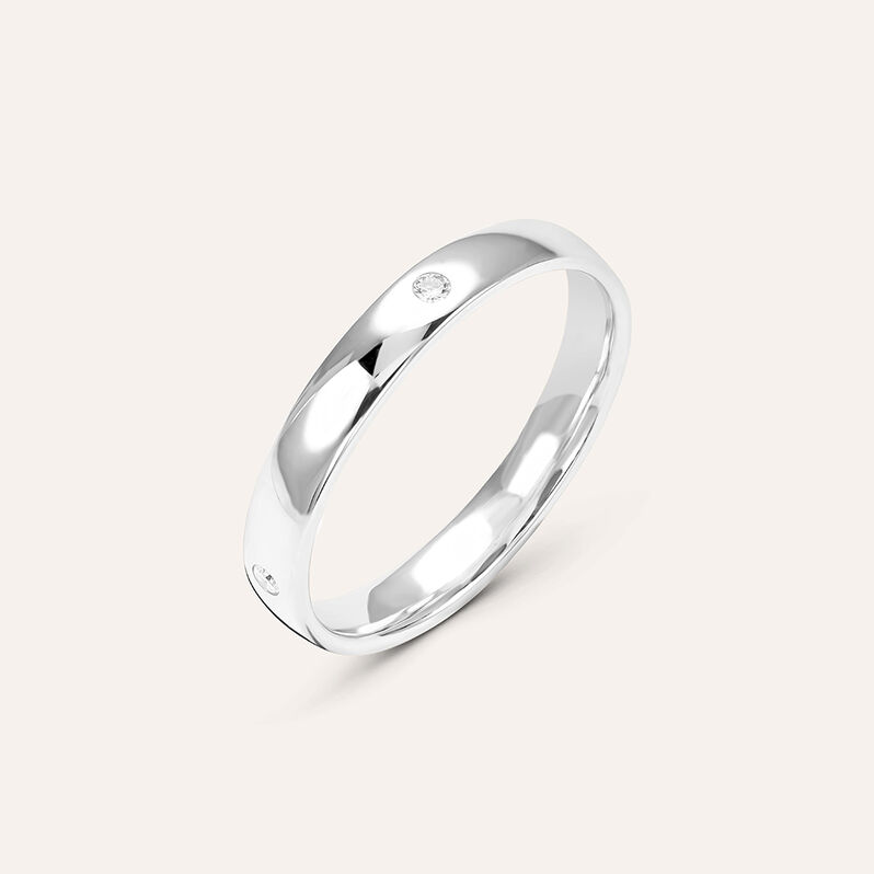 Fede Comoda 3.1 mm Oro Bianco Diamante - Fedi Unisex | Stroili