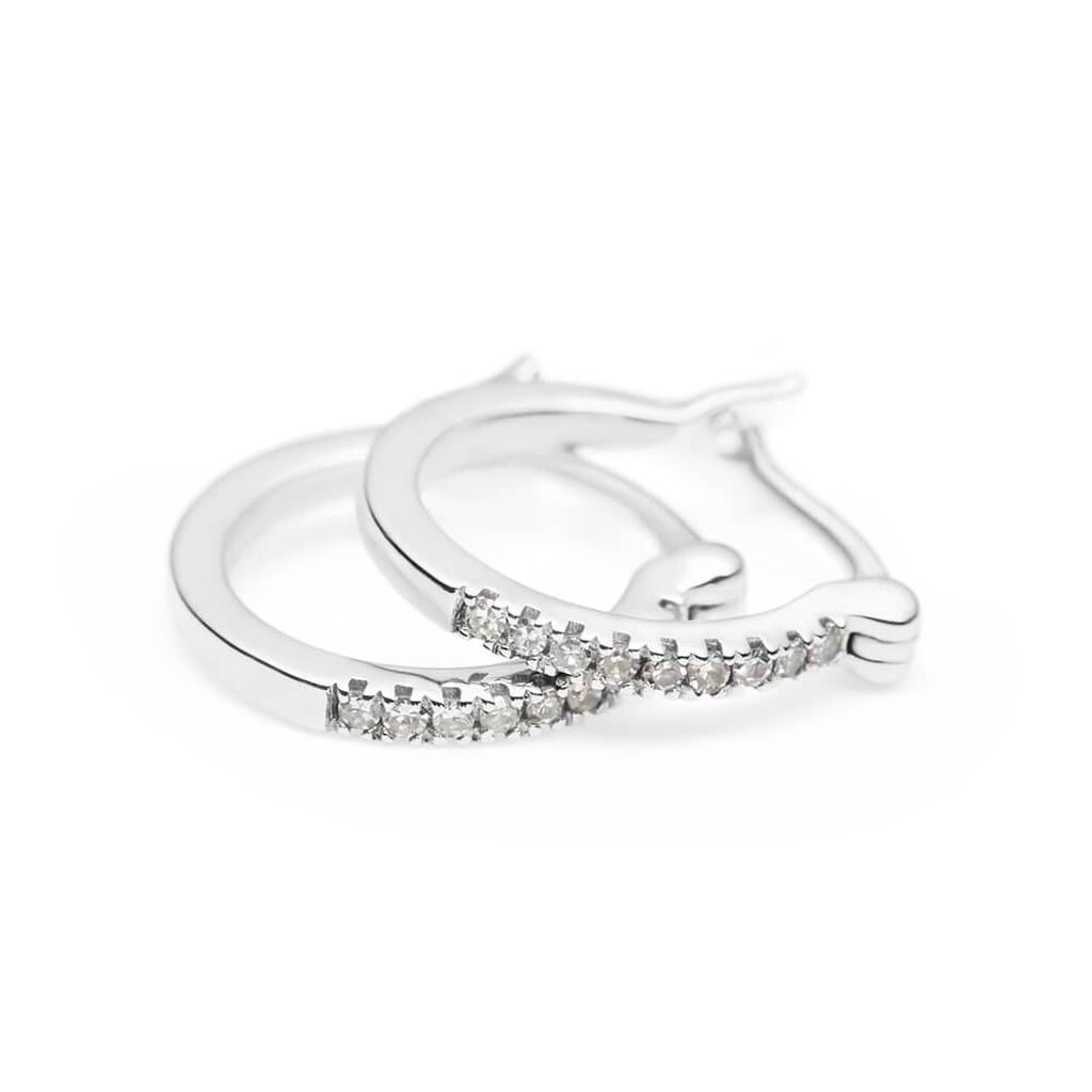 Orecchini A Cerchio Grace Oro Bianco Diamante - Orecchini a Cerchio Donna | Stroili