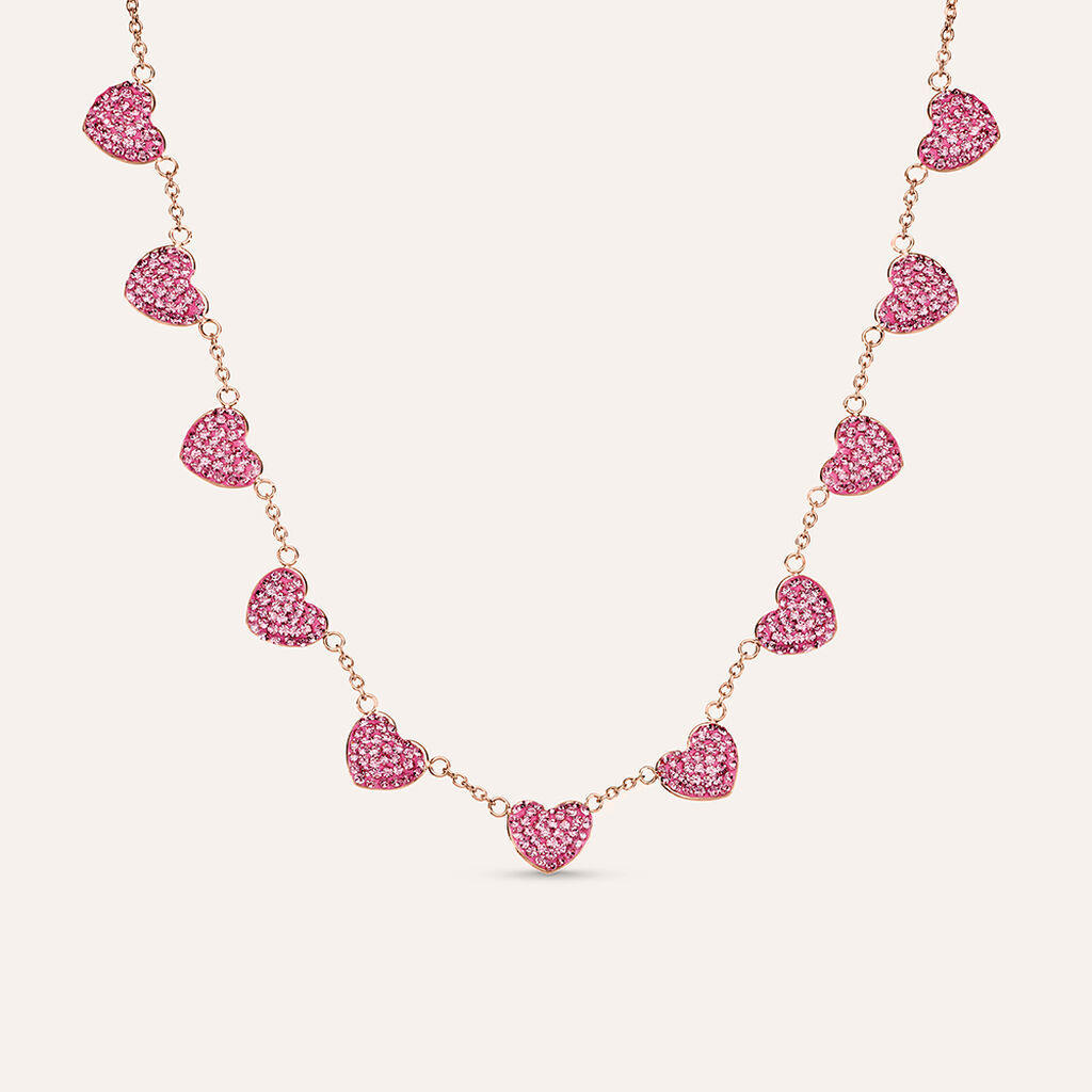 Collana Aura Acciaio Rosa Cristallo