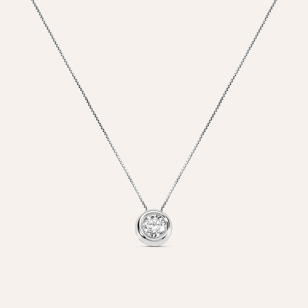 Girocollo punto luce in oro bianco e diamante 0.50 ct