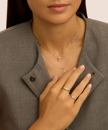 Anello Trilogy In Oro Bianco Con Diamanti Forma Rombo 0,15 Ct