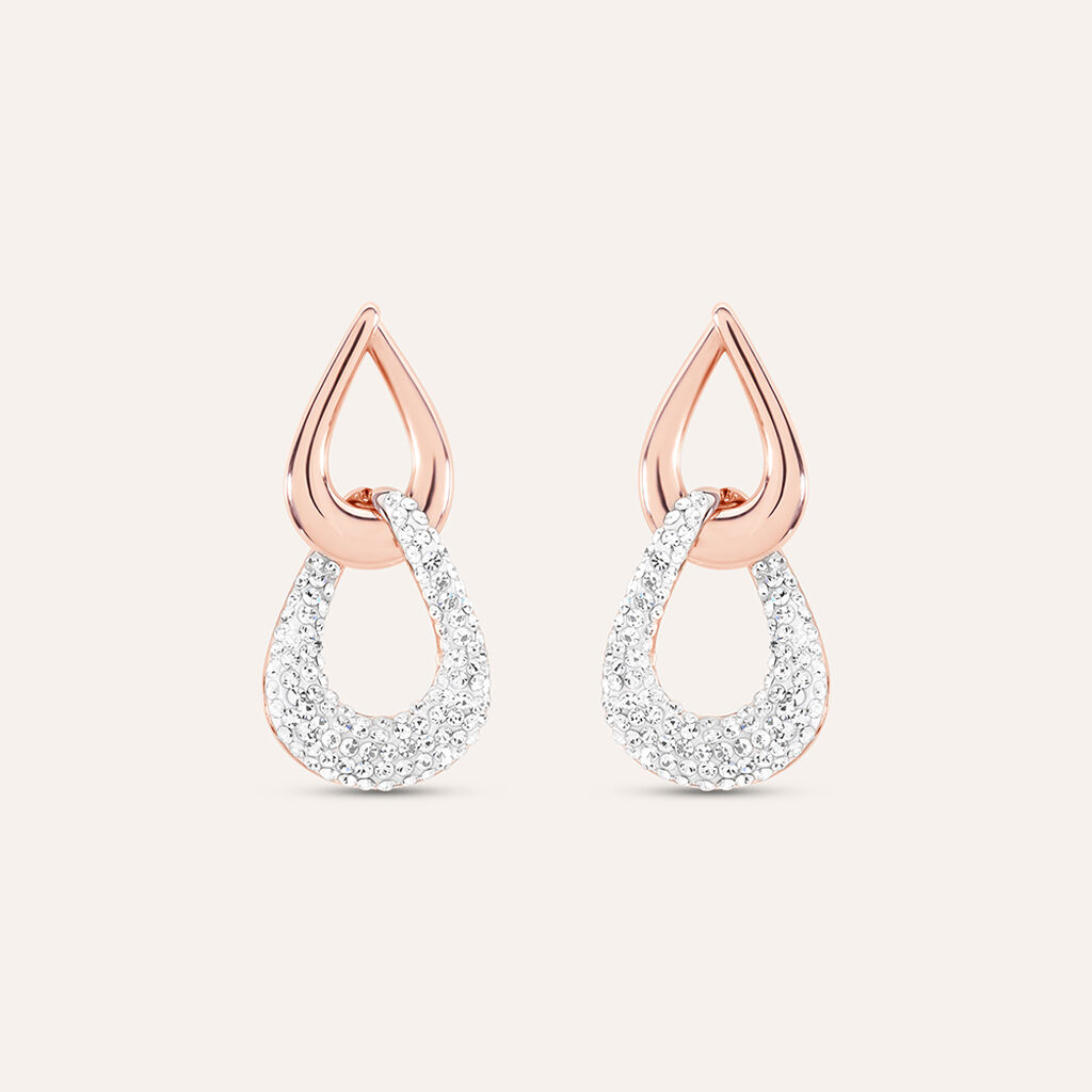 Orecchini Pendenti Aura Acciaio Rosa Cristallo