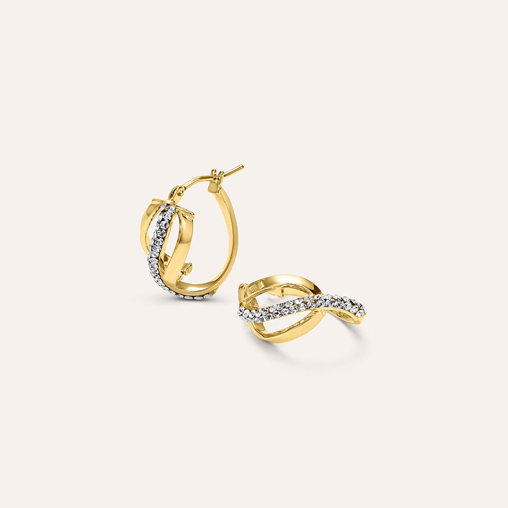 Orecchini A Cerchio Toujours Oro Giallo Cristallo - Orecchini a Cerchio Donna | Stroili