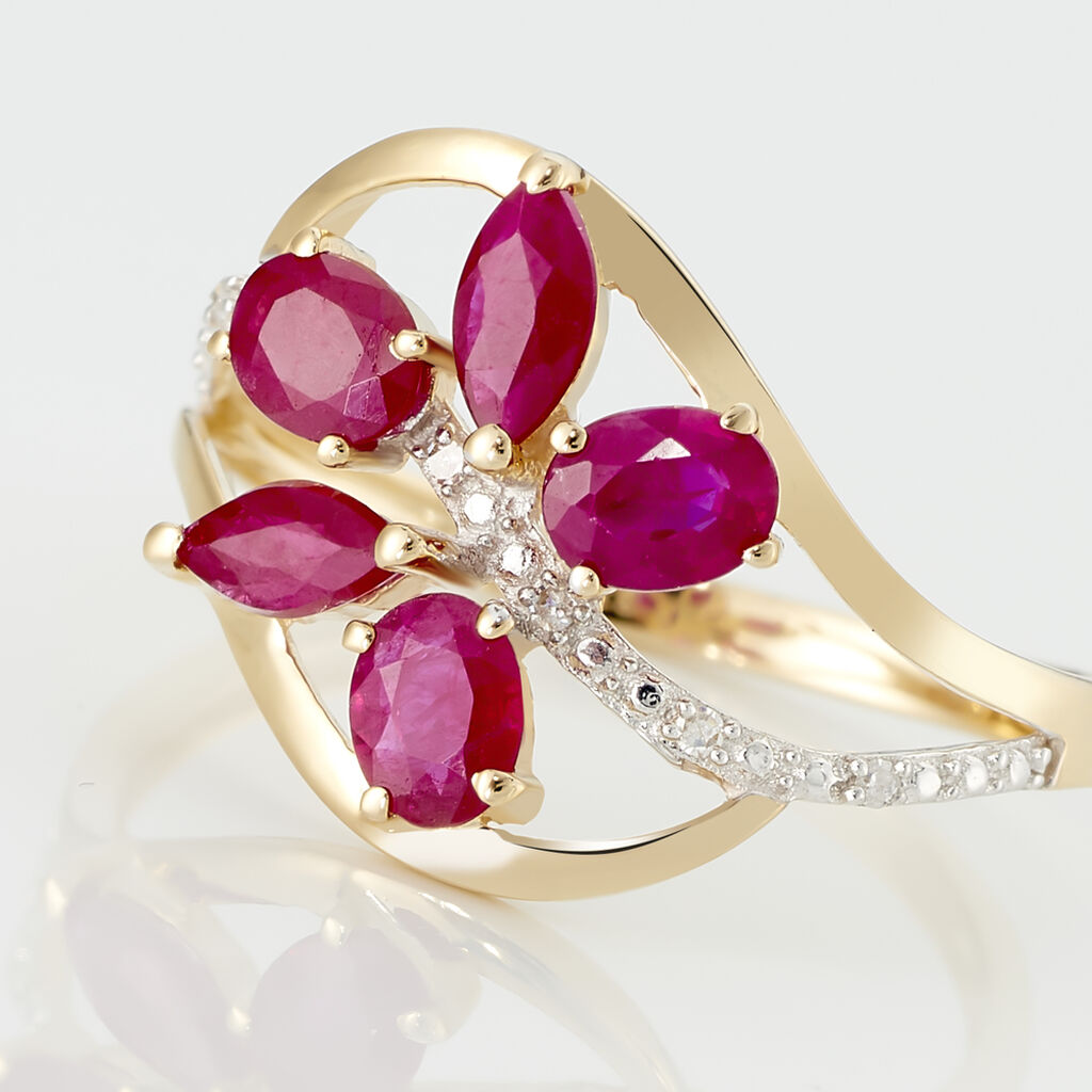 Anello Fantasia Charlotte Oro Bicolore Rubino Diamante - Anelli con Pietre Donna | Stroili