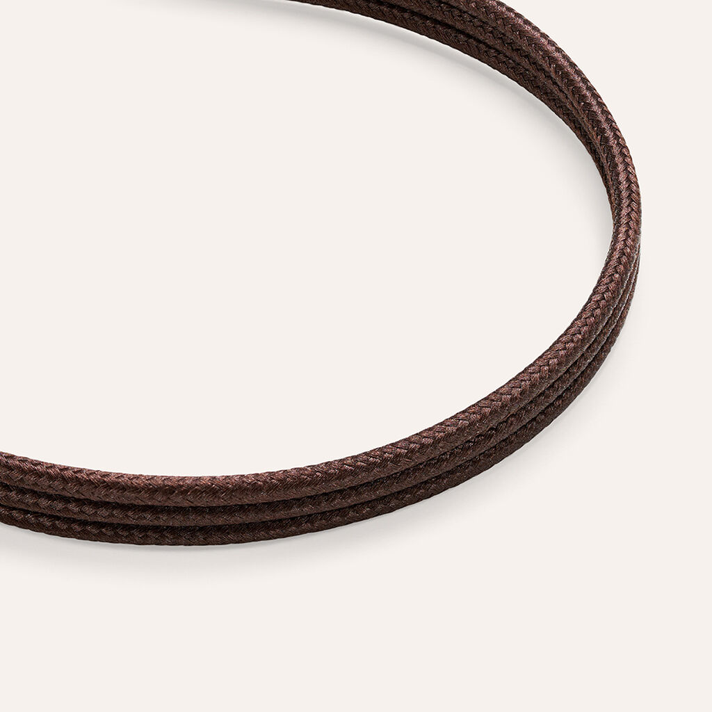 Choker Magnetico Cordino Marrone e Acciaio Dorato - Catenina Unisex | Stroili