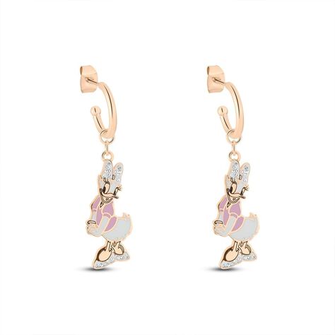 Orecchini pendenti in acciaio rosato con Paperina e strass - Orecchini Pendenti Donna | Stroili