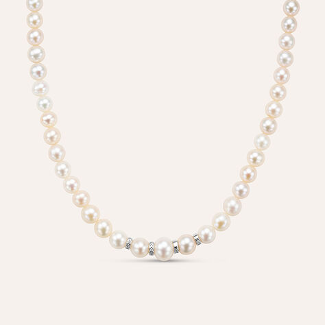 Collana Gold Pearls Oro Bianco Perla D'Acqua Dolce Diamante - Gioielli Donna | Stroili
