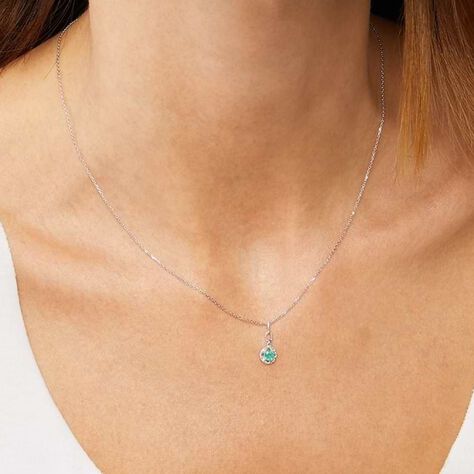Collana Punto Luce Elizabeth Crown Oro Bianco Smeraldo Diamante - Collane Punto Luce Donna | Stroili