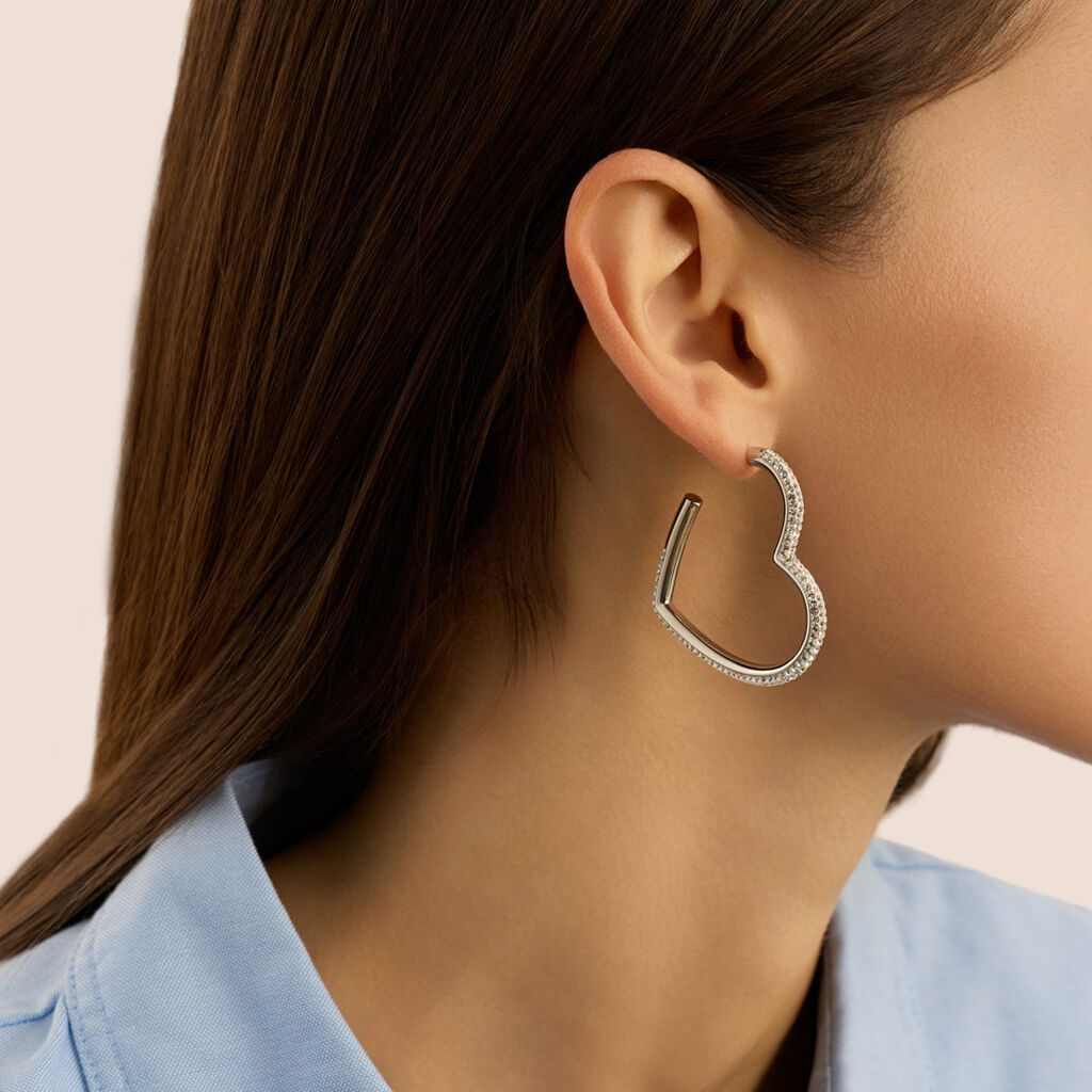 Orecchini A Cerchio Aura Acciaio Cristallo